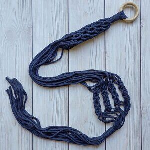 NEW! Navy Blue Macrame Plant Hanger | Hanging Planter Indoor Garden Home Decor
